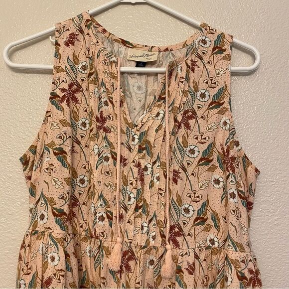 Universal Thread Sleeveless Linen Tie-Front boho blush floral dress beach midi S - Picture 3 of 12